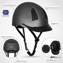 Load image into Gallery viewer, TuffRider Carbon Fiber Shell Helmet (Medium Black)
